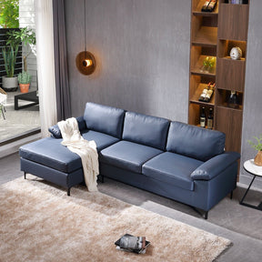 Ovios Living Room Reversible Sofa Chaise 100.40" Wide Dark Blue