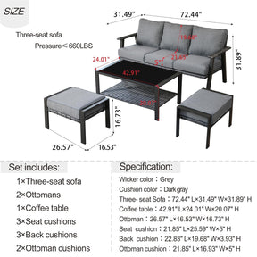 Ovios Outdoor Bistro Table Set 4 Piece with 5'' Cushion, Olefin Fabric