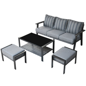Ovios Outdoor Bistro Table Set 4 Piece with 5'' Cushion, Olefin Fabric