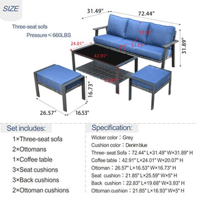 Ovios Outdoor Bistro Table Set 4 Piece with 5'' Cushion, Olefin Fabric