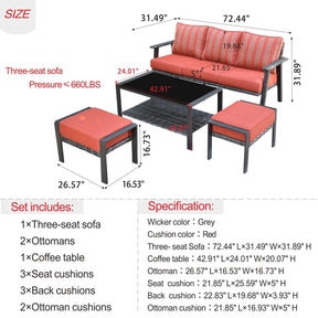 Ovios Outdoor Bistro Table Set 4 Piece with 5'' Cushion, Olefin Fabric