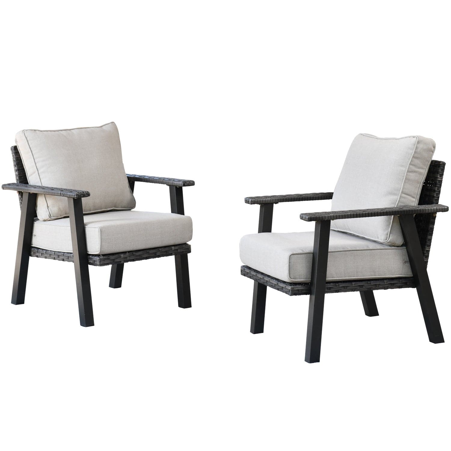 Ovios Patio Bistro 2-Piece Set Outdoor Chairs with 5''Cushion, Olefin Fabric