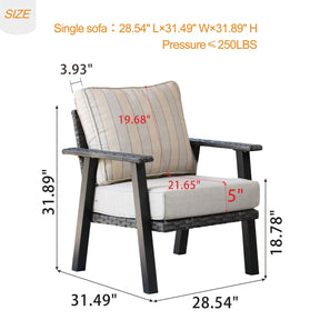 Ovios Patio Bistro 2-Piece Set Outdoor Chairs with 5''Cushion, Olefin Fabric