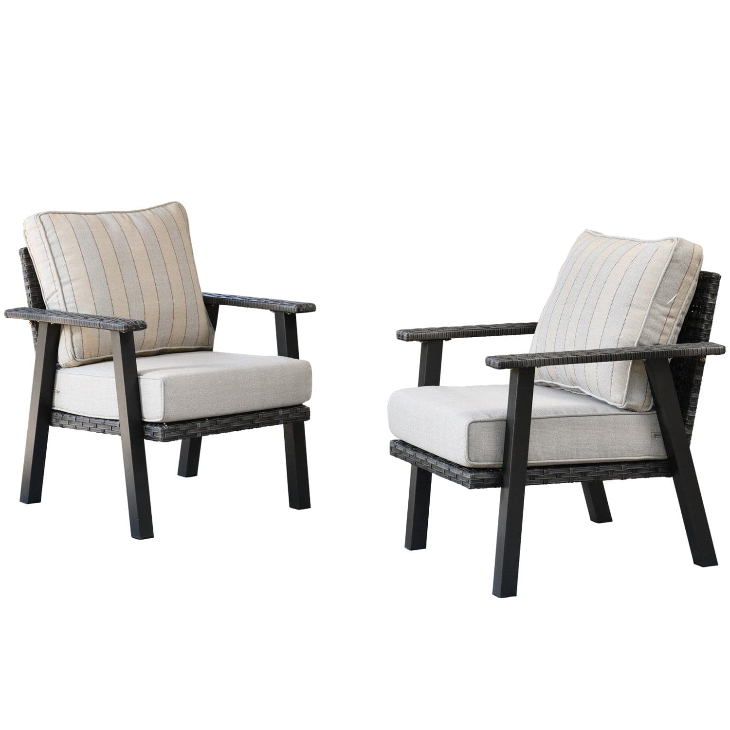 Ovios Patio Bistro 2-Piece Set Outdoor Chairs with 5''Cushion, Olefin Fabric