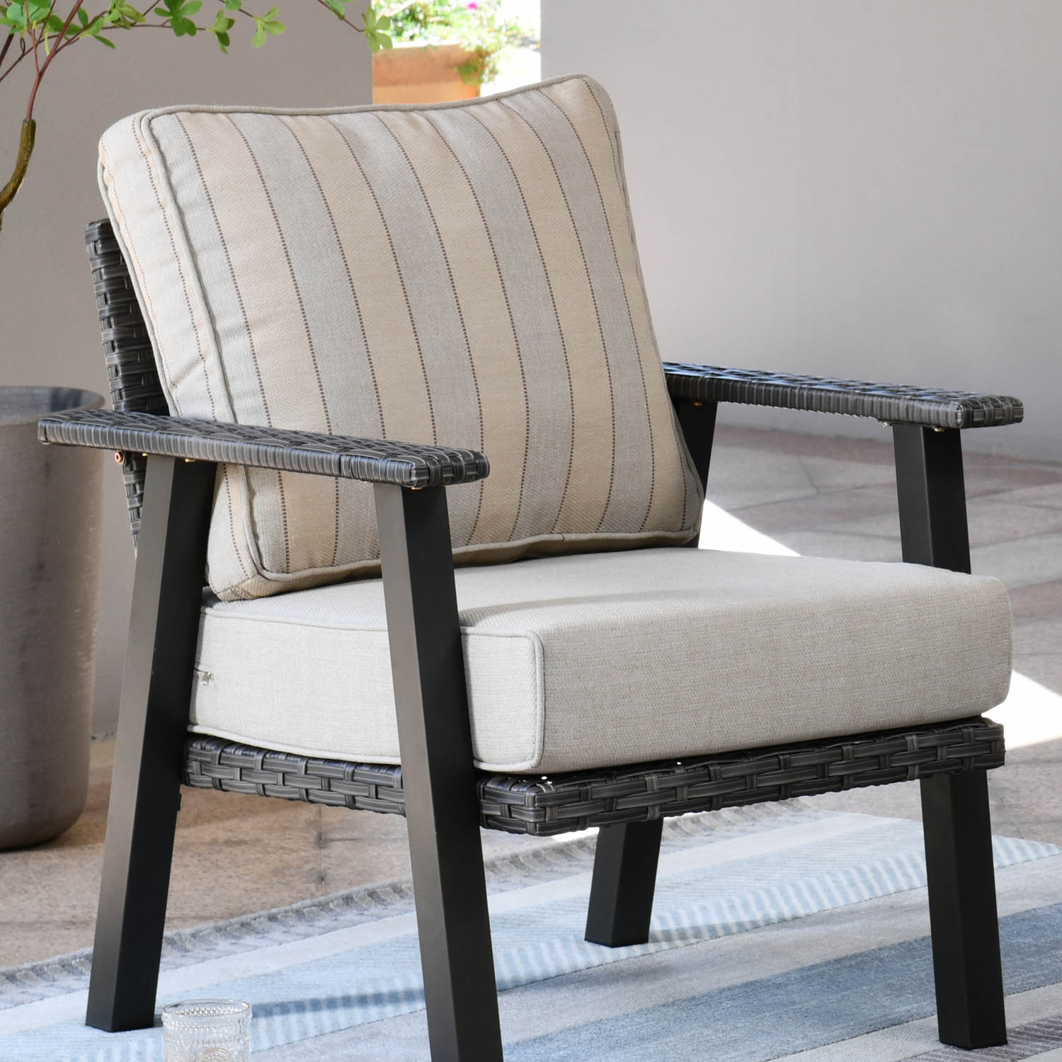 Ovios Patio Bistro 2-Piece Set Outdoor Chairs with 5''Cushion, Olefin Fabric