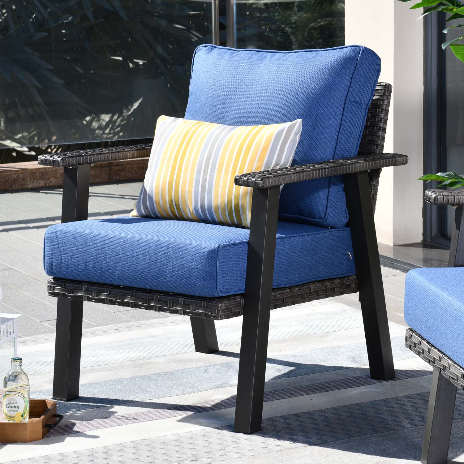 Ovios Patio Bistro 2-Piece Set Outdoor Chairs with 5''Cushion, Olefin Fabric