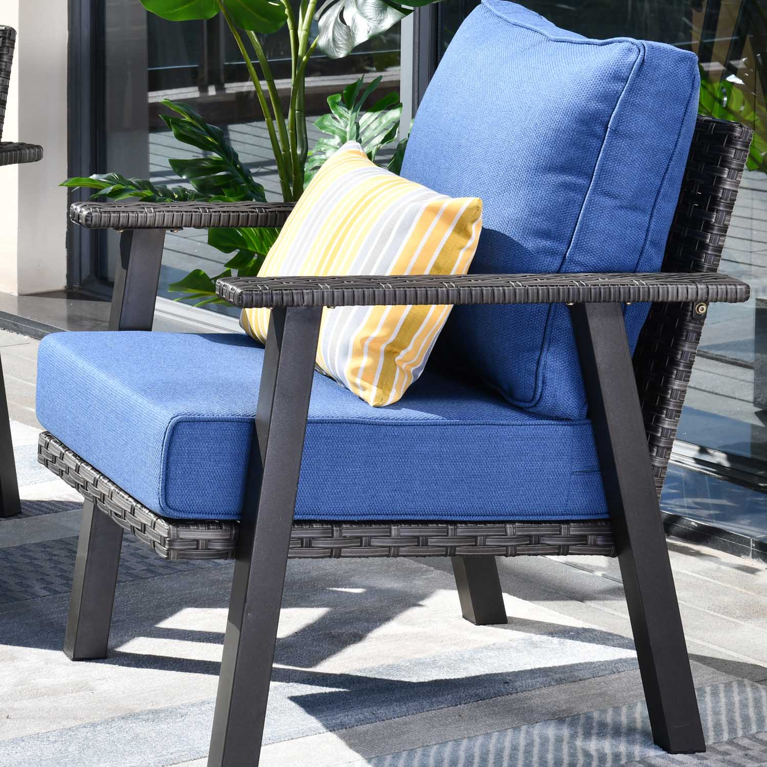 Ovios Patio Bistro 2-Piece Set Outdoor Chairs with 5''Cushion, Olefin Fabric