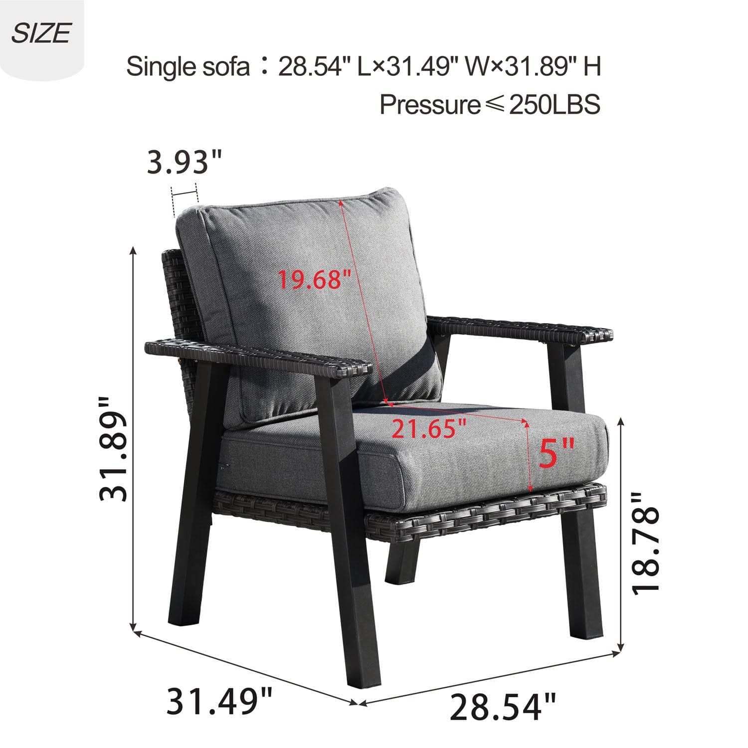 Ovios Patio Bistro 2-Piece Set Outdoor Chairs with 5''Cushion, Olefin Fabric