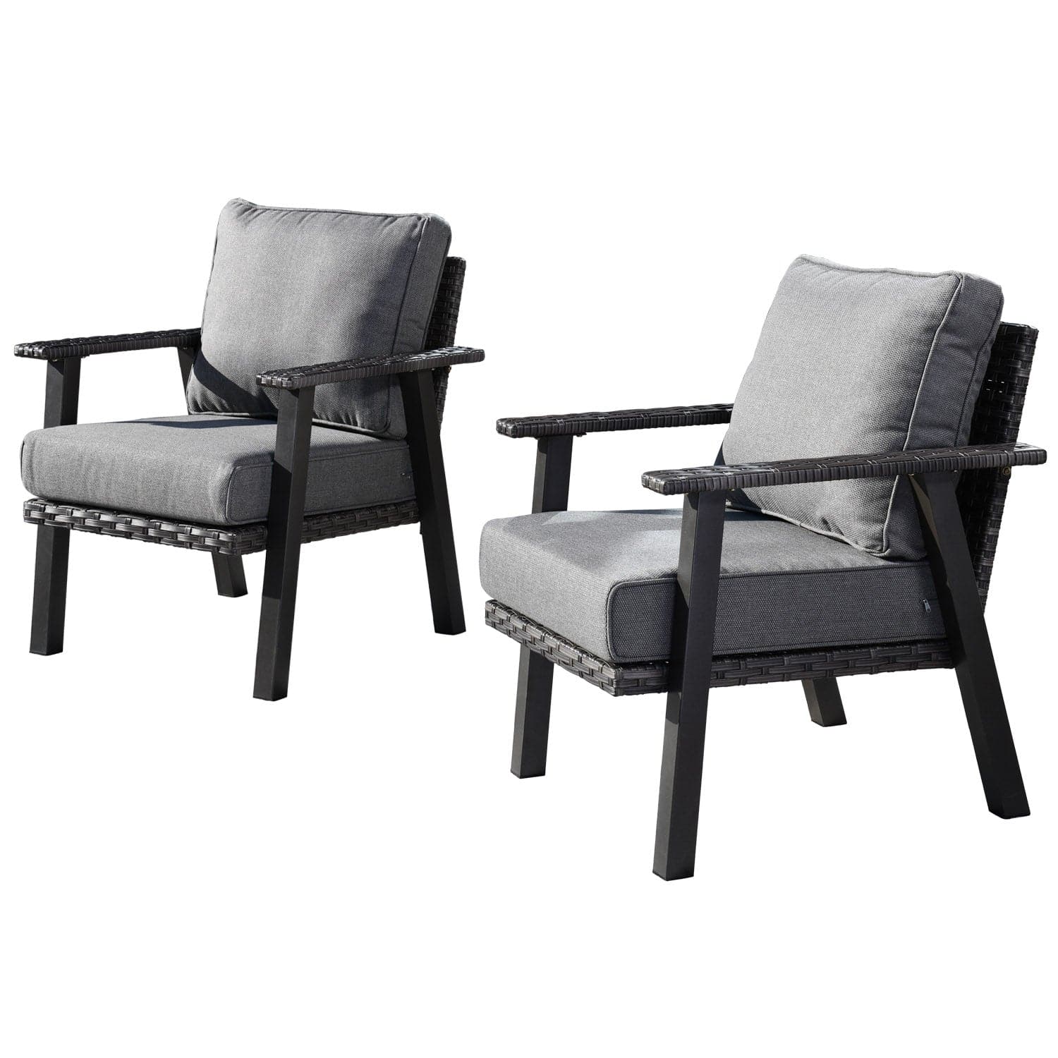 Ovios Patio Bistro 2-Piece Set Outdoor Chairs with 5''Cushion, Olefin Fabric