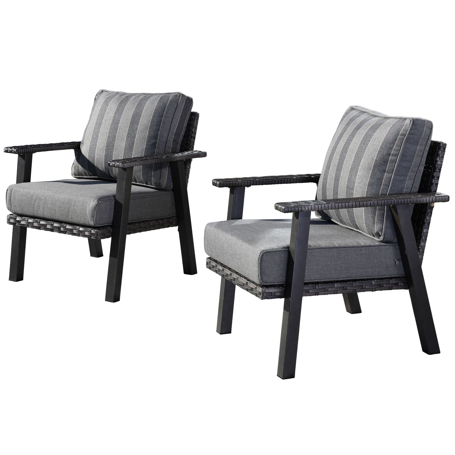 Ovios Patio Bistro 2-Piece Set Outdoor Chairs with 5''Cushion, Olefin Fabric