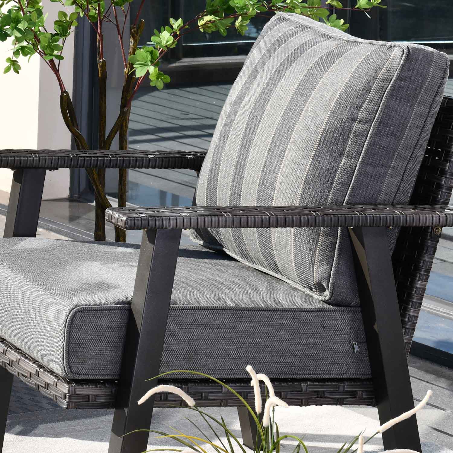 Ovios Patio Bistro 2-Piece Set Outdoor Chairs with 5''Cushion, Olefin Fabric