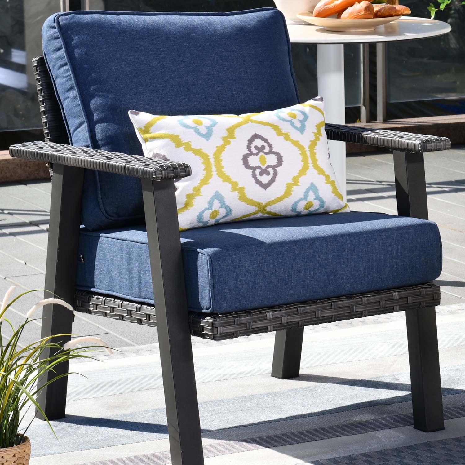 Ovios Patio Bistro 2-Piece Set Outdoor Chairs with 5''Cushion, Olefin Fabric