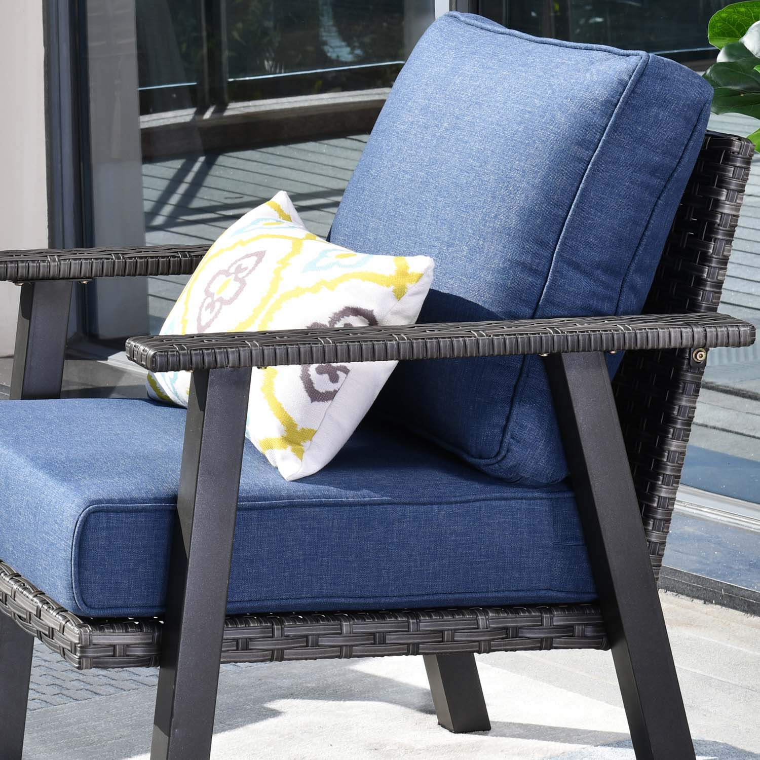 Ovios Patio Bistro 2-Piece Set Outdoor Chairs with 5''Cushion, Olefin Fabric