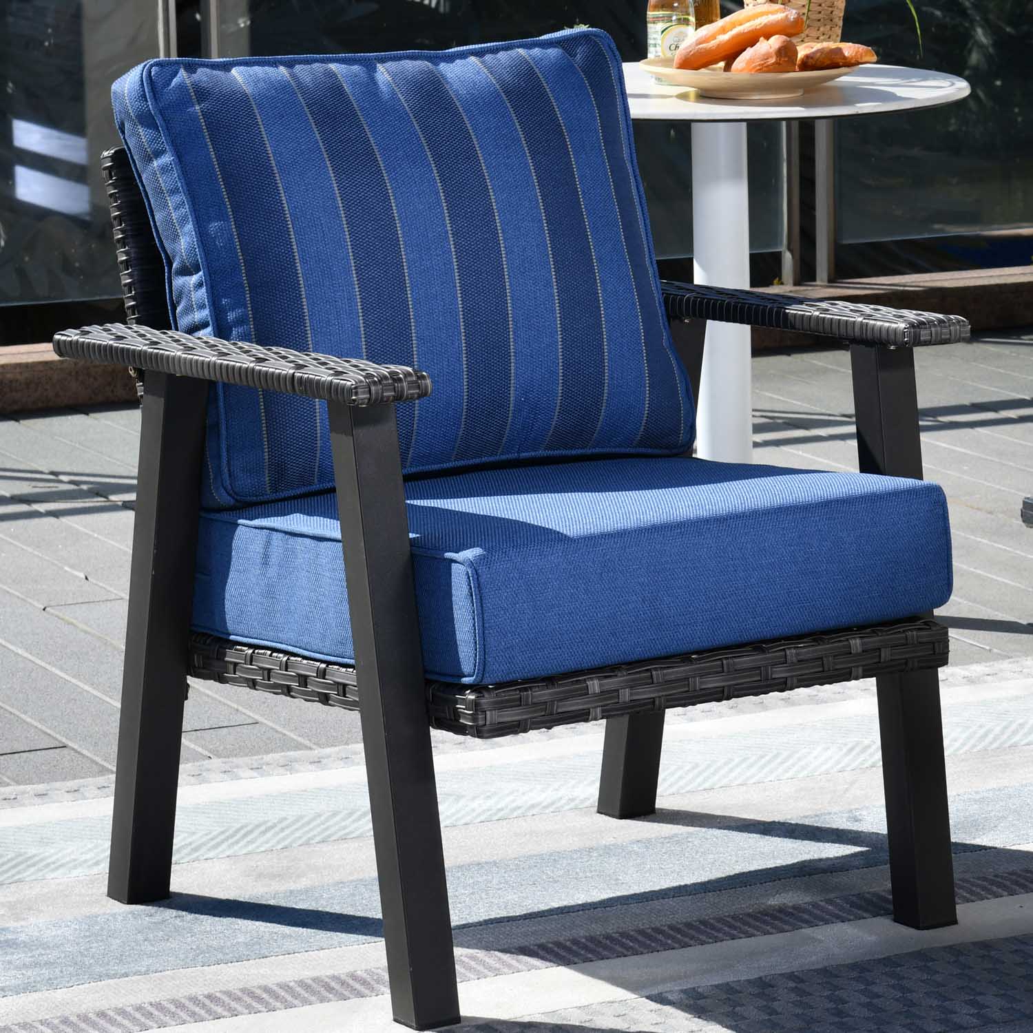 Ovios Patio Bistro 2-Piece Set Outdoor Chairs with 5''Cushion, Olefin Fabric