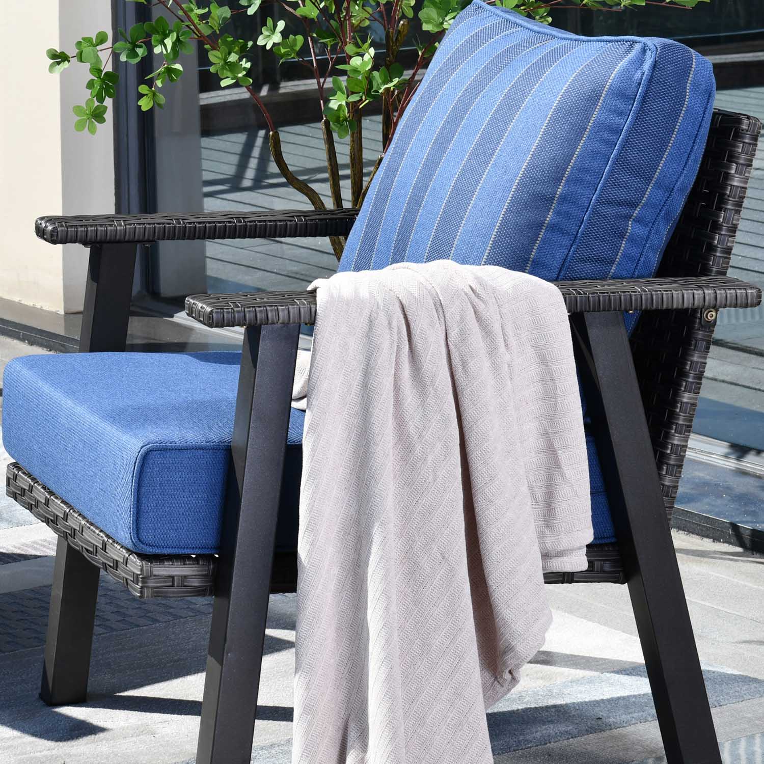 Ovios Patio Bistro 2-Piece Set Outdoor Chairs with 5''Cushion, Olefin Fabric