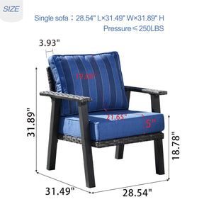 Ovios Patio Bistro 2-Piece Set Outdoor Chairs with 5''Cushion, Olefin Fabric