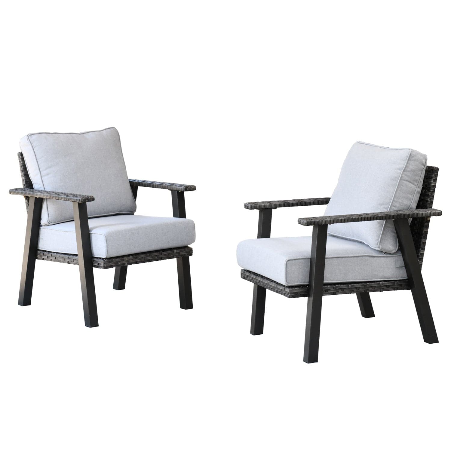 Ovios Patio Bistro 2-Piece Set Outdoor Chairs with 5''Cushion, Olefin Fabric