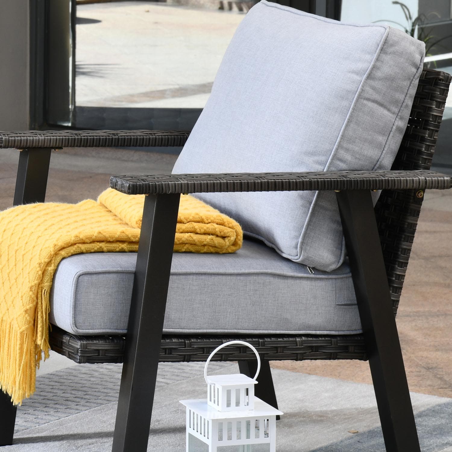 Ovios Patio Bistro 2-Piece Set Outdoor Chairs with 5''Cushion, Olefin Fabric