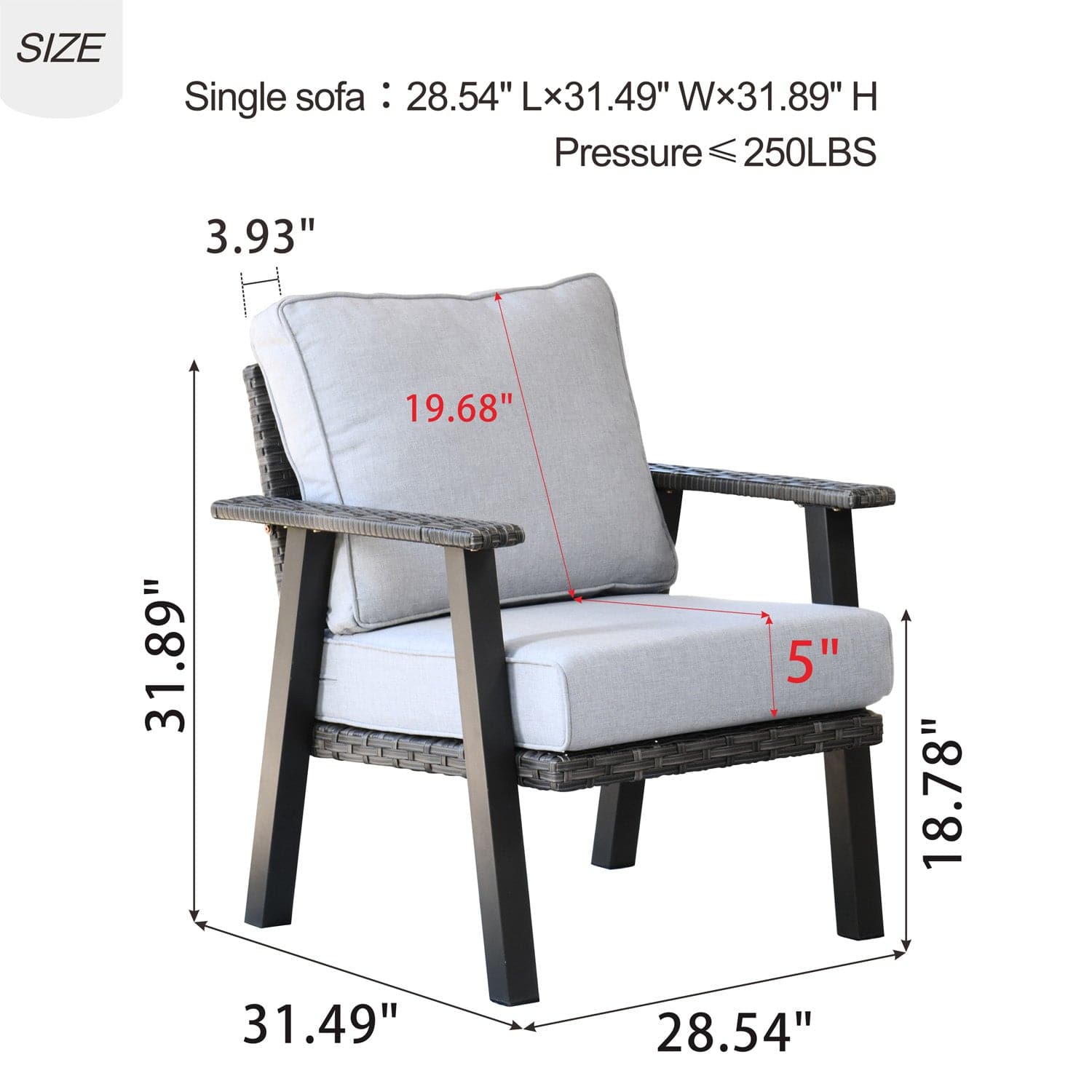 Ovios Patio Bistro 2-Piece Set Outdoor Chairs with 5''Cushion, Olefin Fabric