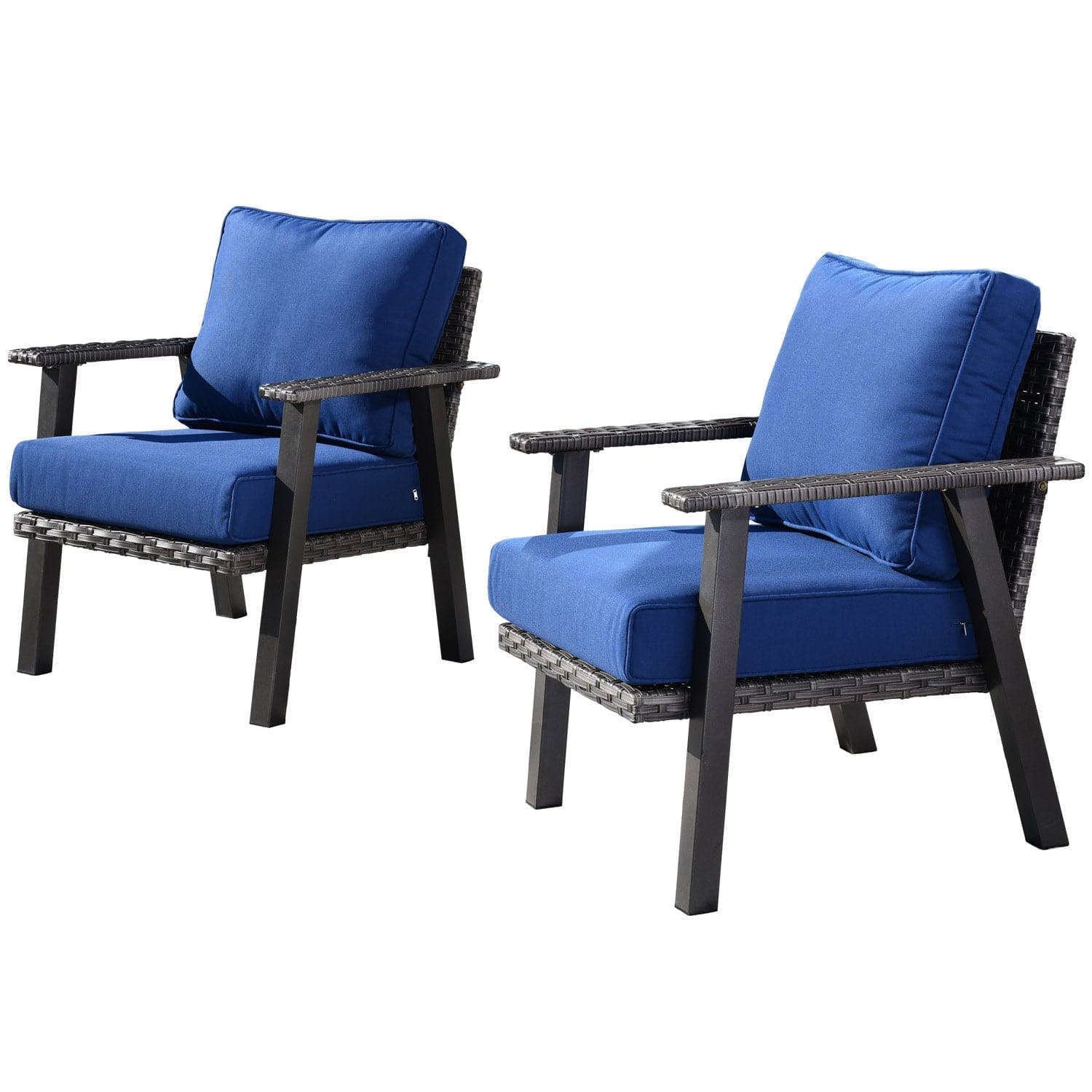 Ovios Patio Bistro 2-Piece Set Outdoor Chairs with 5''Cushion, Olefin Fabric