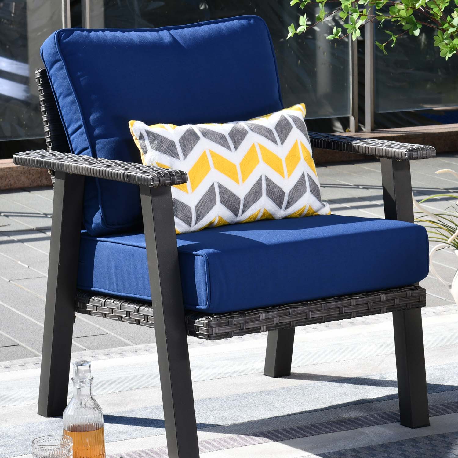 Ovios Patio Bistro 2-Piece Set Outdoor Chairs with 5''Cushion, Olefin Fabric