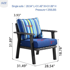 Ovios Patio Bistro 2-Piece Set Outdoor Chairs with 5''Cushion, Olefin Fabric
