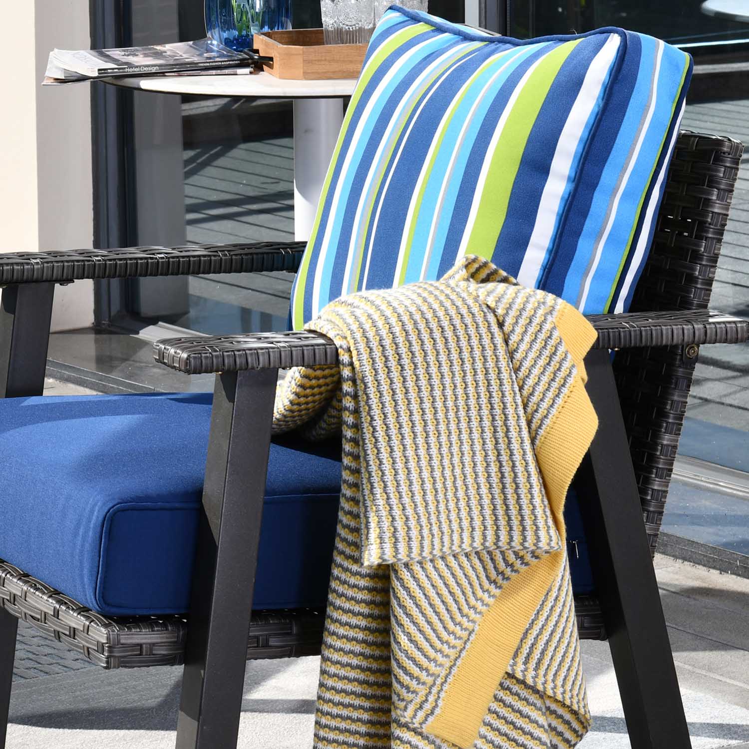 Ovios Patio Bistro 2-Piece Set Outdoor Chairs with 5''Cushion, Olefin Fabric