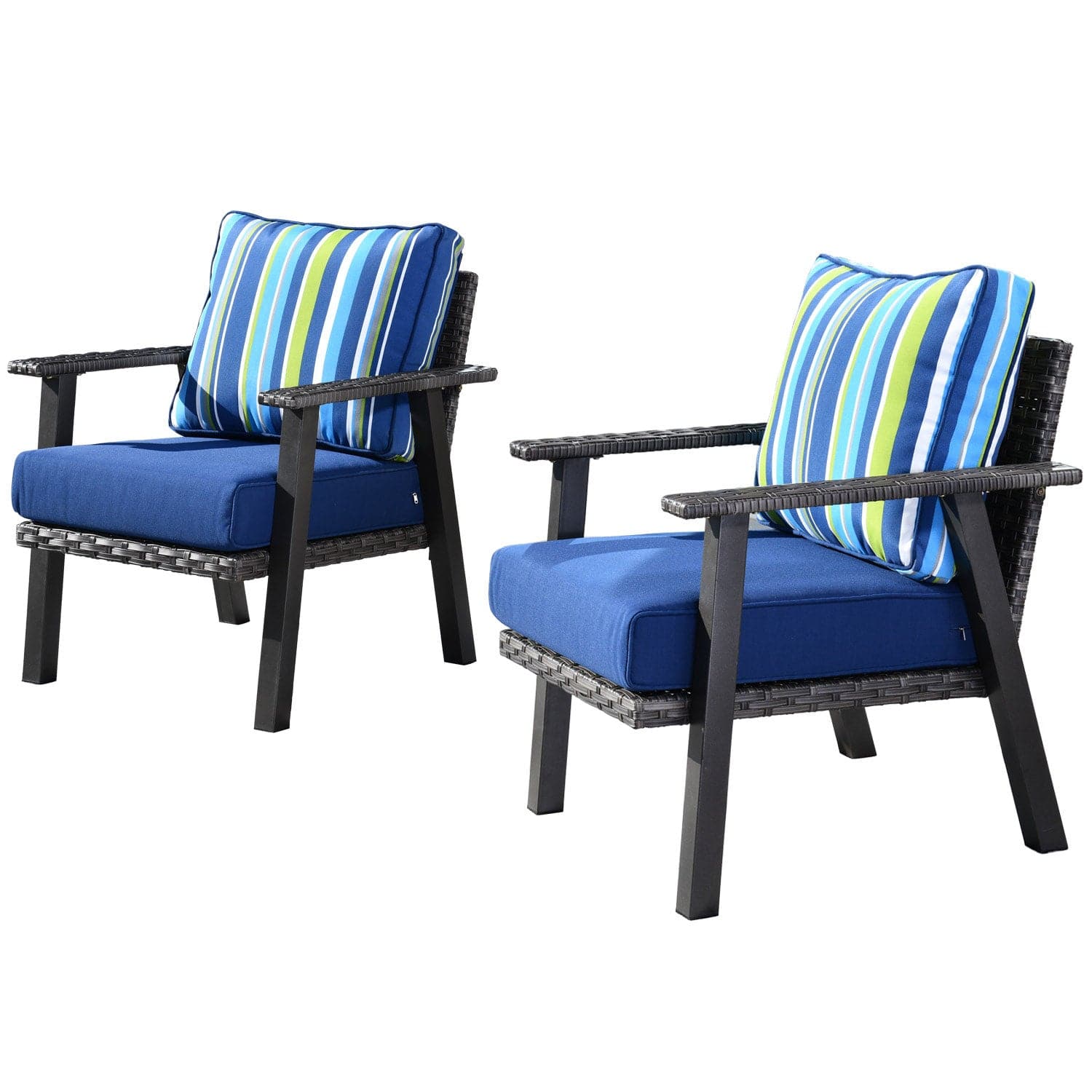 Ovios Patio Bistro 2-Piece Set Outdoor Chairs with 5''Cushion, Olefin Fabric