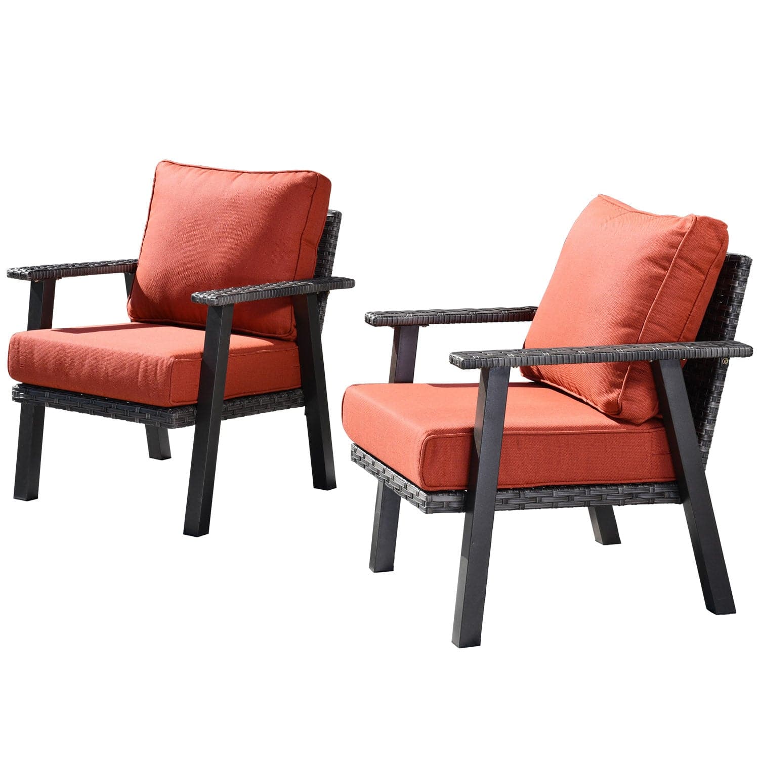 Ovios Patio Bistro 2-Piece Set Outdoor Chairs with 5''Cushion, Olefin Fabric