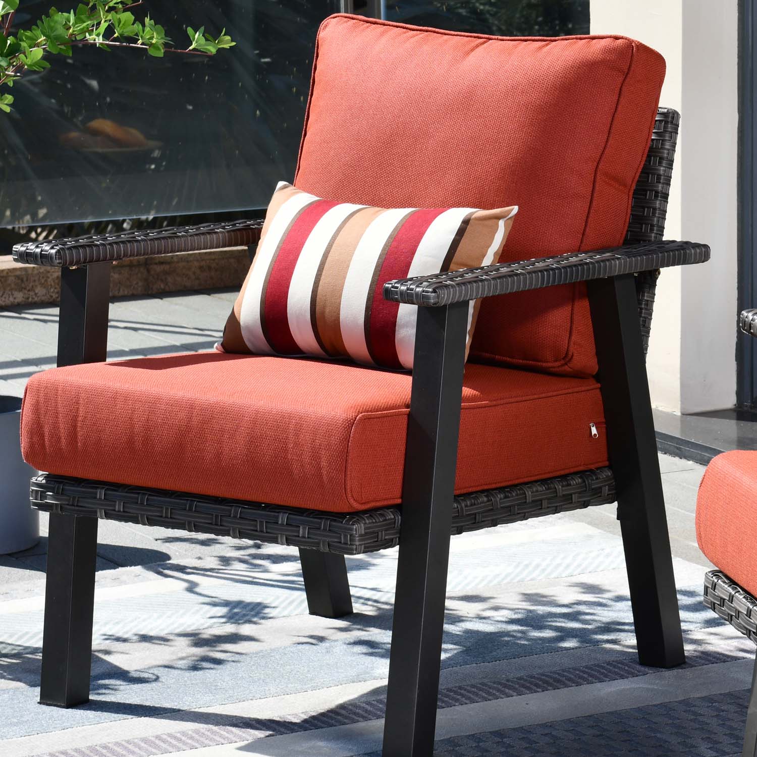 Ovios Patio Bistro 2-Piece Set Outdoor Chairs with 5''Cushion, Olefin Fabric