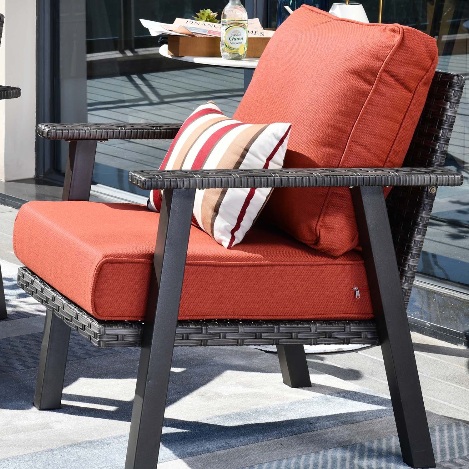 Ovios Patio Bistro 2-Piece Set Outdoor Chairs with 5''Cushion, Olefin Fabric