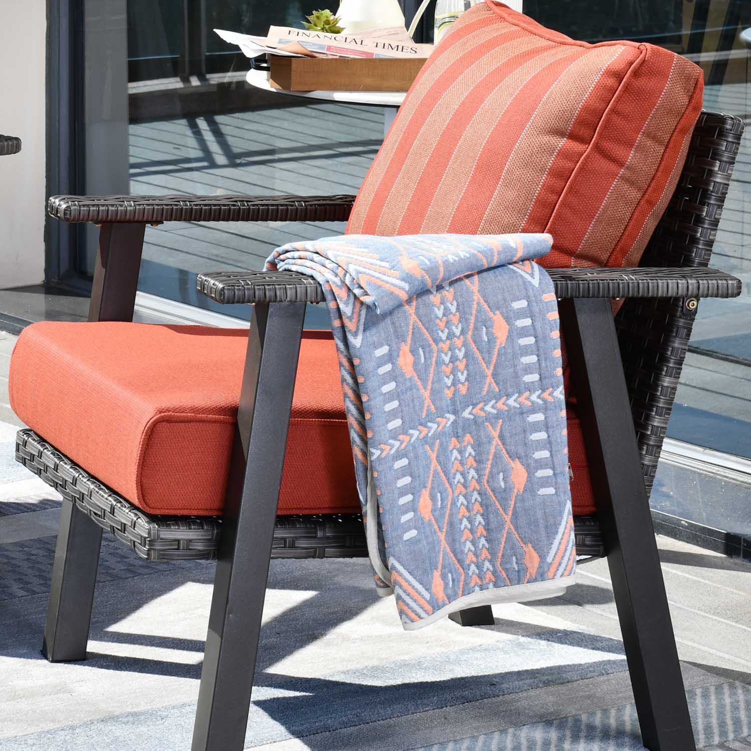 Ovios Patio Bistro 2-Piece Set Outdoor Chairs with 5''Cushion, Olefin Fabric