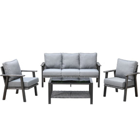 Ovios Patio Conversation Set 5 Person Seating with Table, 5'' Cushion, Olefin Fabric