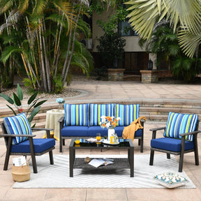 Ovios Patio Conversation Set 5 Person Seating with Table, 5'' Cushion, Olefin Fabric