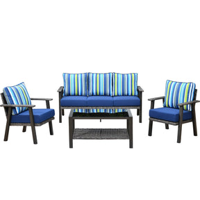 Ovios Patio Conversation Set 5 Person Seating with Table, 5'' Cushion, Olefin Fabric