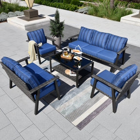 Ovios Patio Conversation Set 7 Person Seating with Table, 5''Cushion, Olefin Fabric