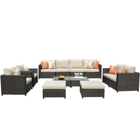 Ovios Patio Furniture Set Bigger Size Sunbrella 12-Piece, King Series, No Assembly Required, Couch is Separate