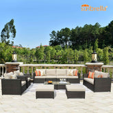 Ovios Patio Furniture Set Bigger Size Sunbrella 12-Piece, King Series, No Assembly Required, Couch is Separate