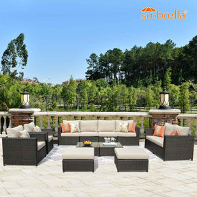 Ovios Patio Furniture Set Bigger Size Sunbrella 12-Piece, King Series, No Assembly Required, Couch is Separate