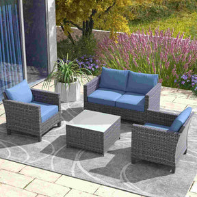 Ovios Patio Furniture Set New Vultros 4 Piece High Back Sectional Sofa with Cushions