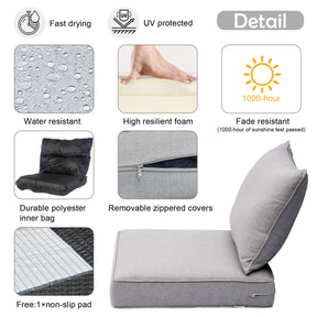 Ovios Replacement Seat Back Cushions Set with Olefin Fabric and Zipper, 24'' x 24'', Not Suitable for Ovios Patio Furniture