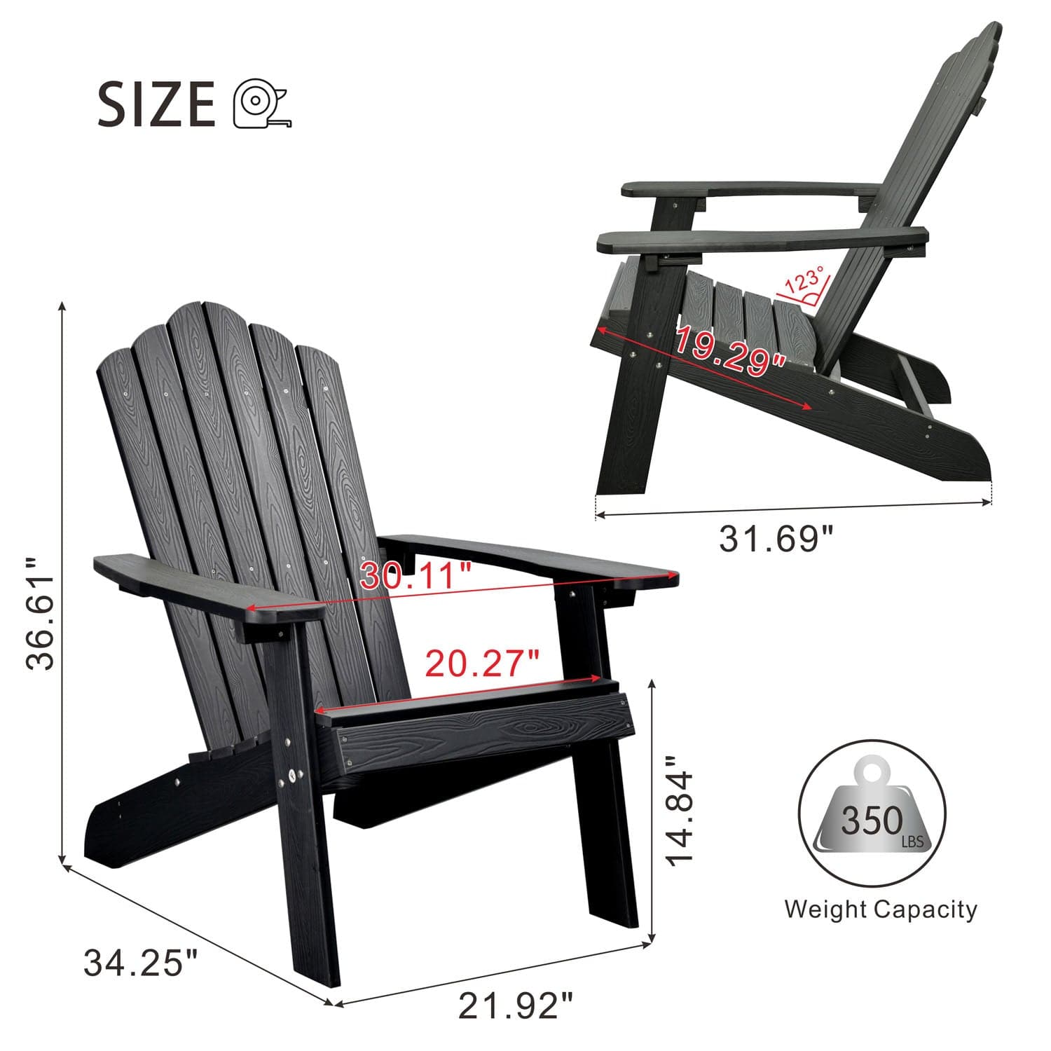 Ovios Outdoor Chairs 2-Piece Adirondack Transitional Style