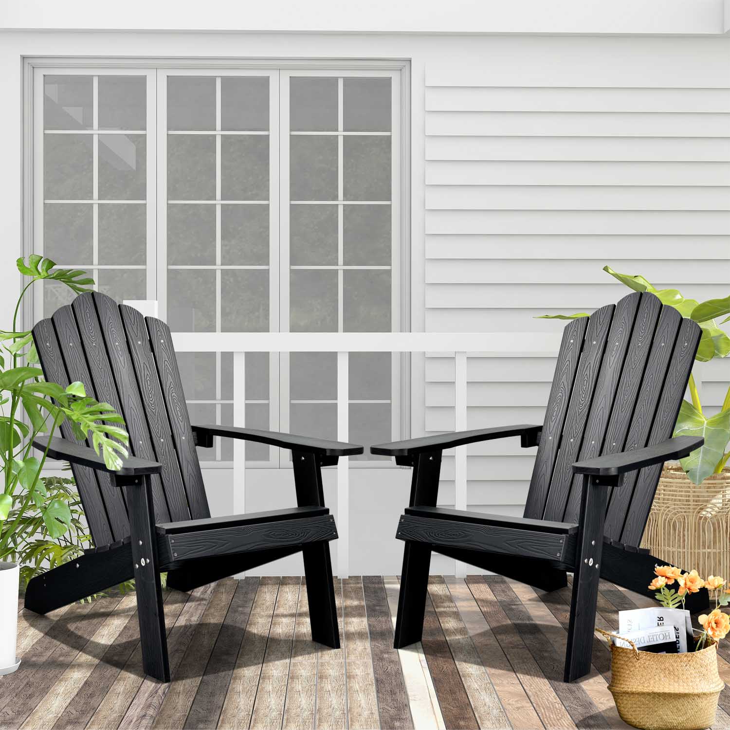 Ovios Outdoor Chairs 2-Piece Adirondack Transitional Style