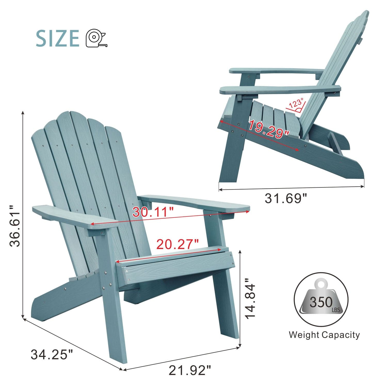 Ovios Outdoor Chairs 2-Piece Adirondack Transitional Style