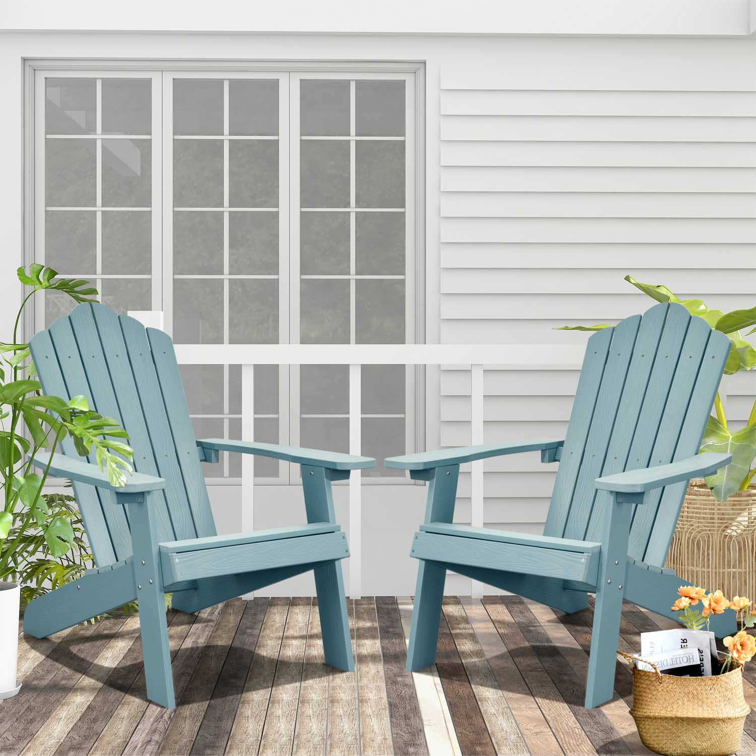 Ovios Outdoor Chairs 2-Piece Adirondack Transitional Style