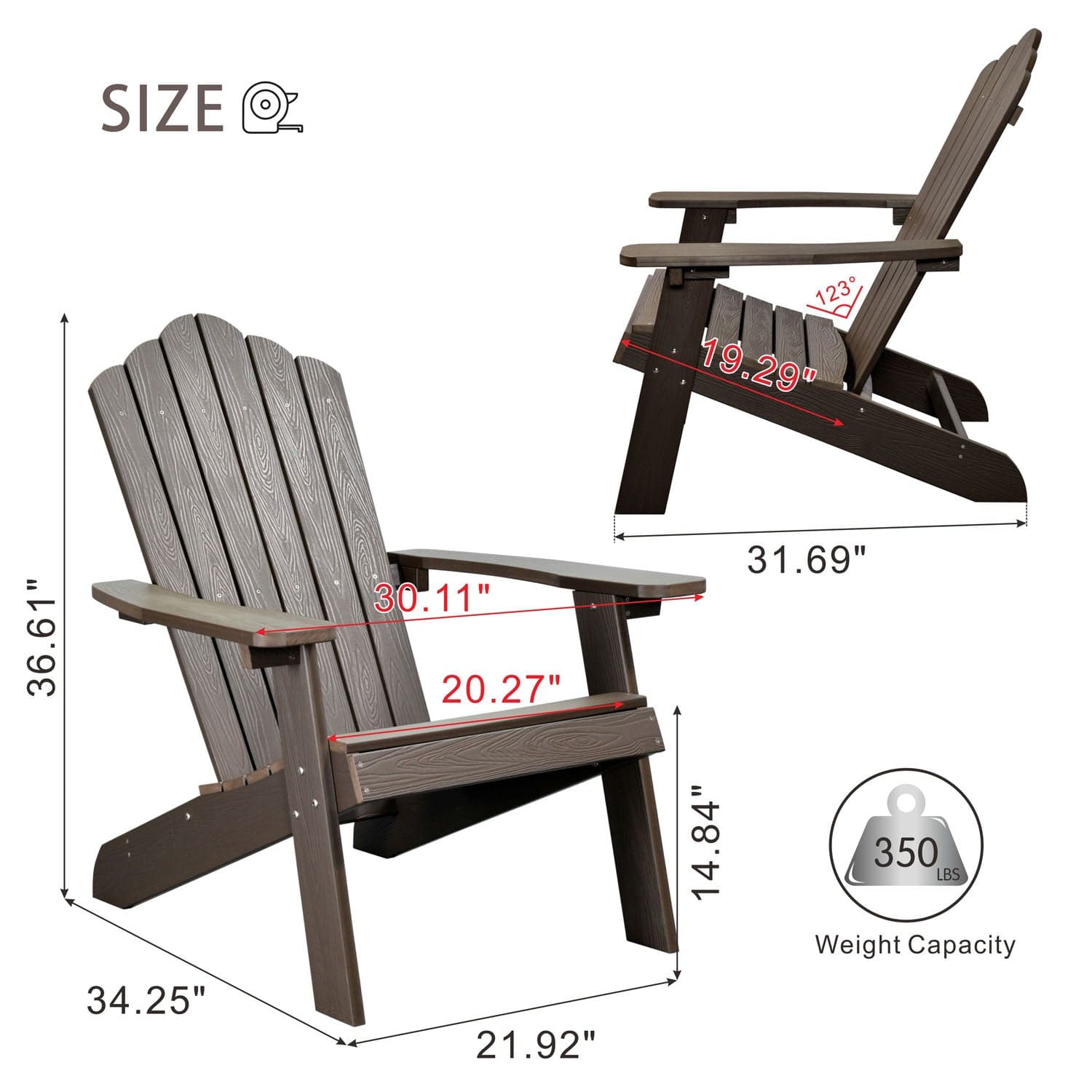 Ovios Outdoor Chairs 2-Piece Adirondack Transitional Style