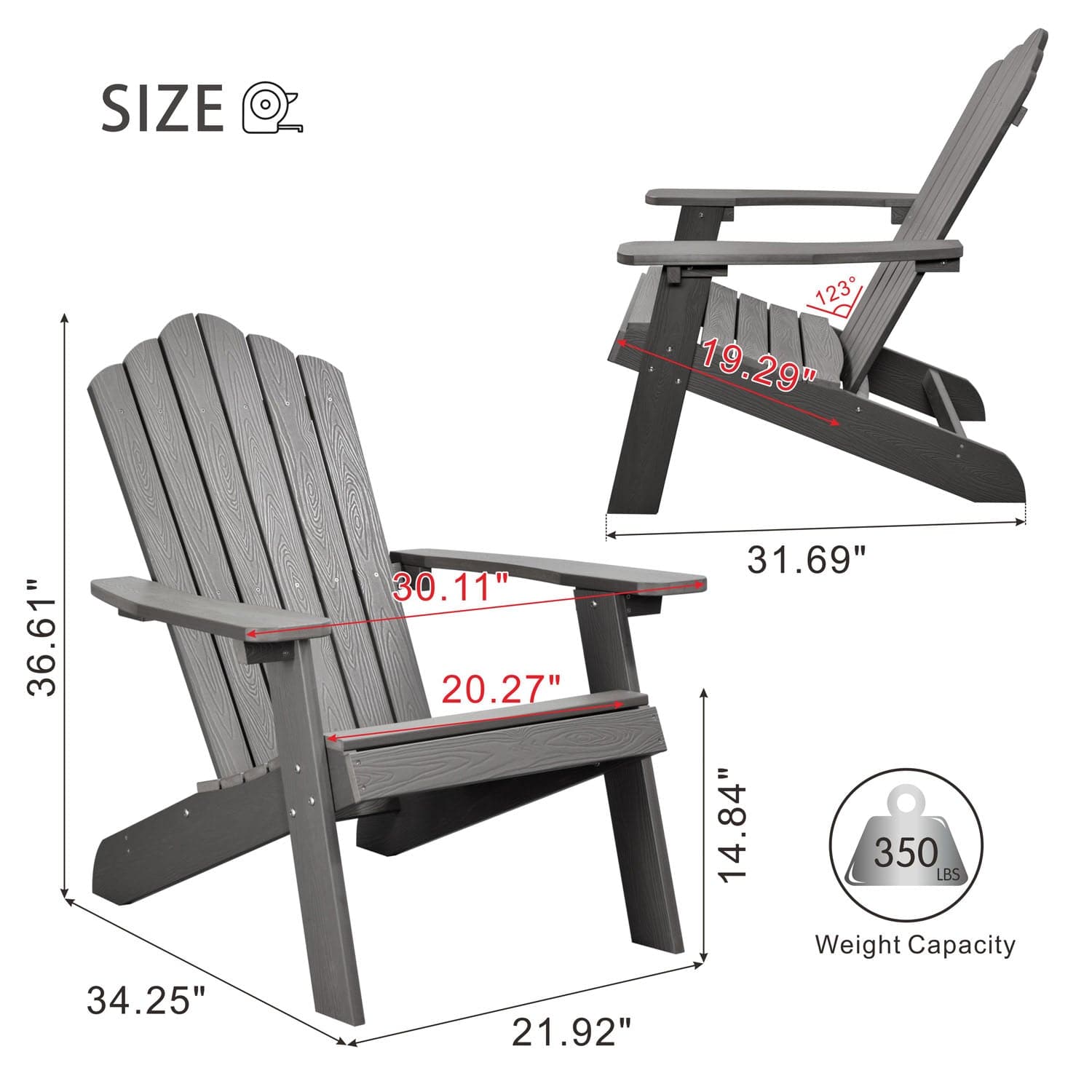 Ovios Outdoor Chairs 2-Piece Adirondack Transitional Style