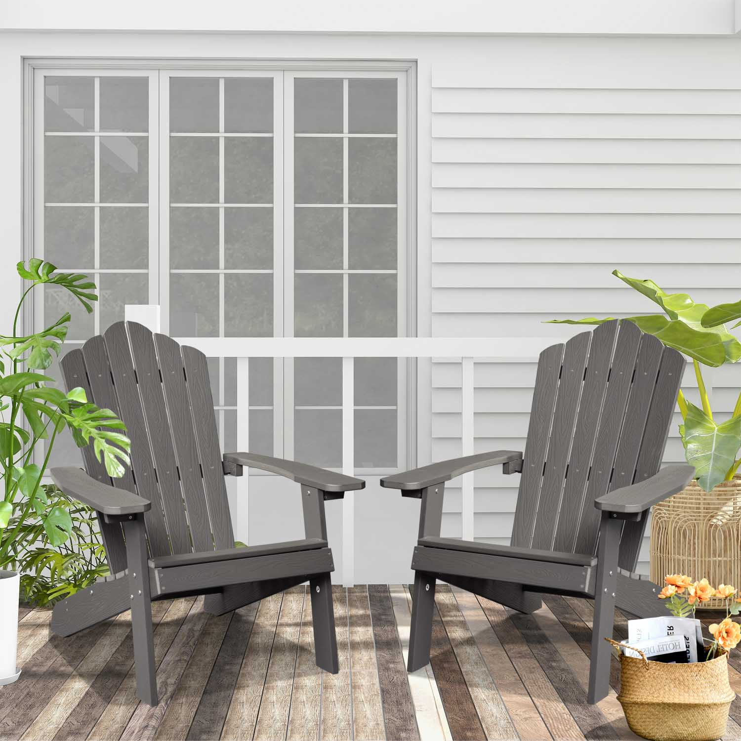 Ovios Outdoor Chairs 2-Piece Adirondack Transitional Style