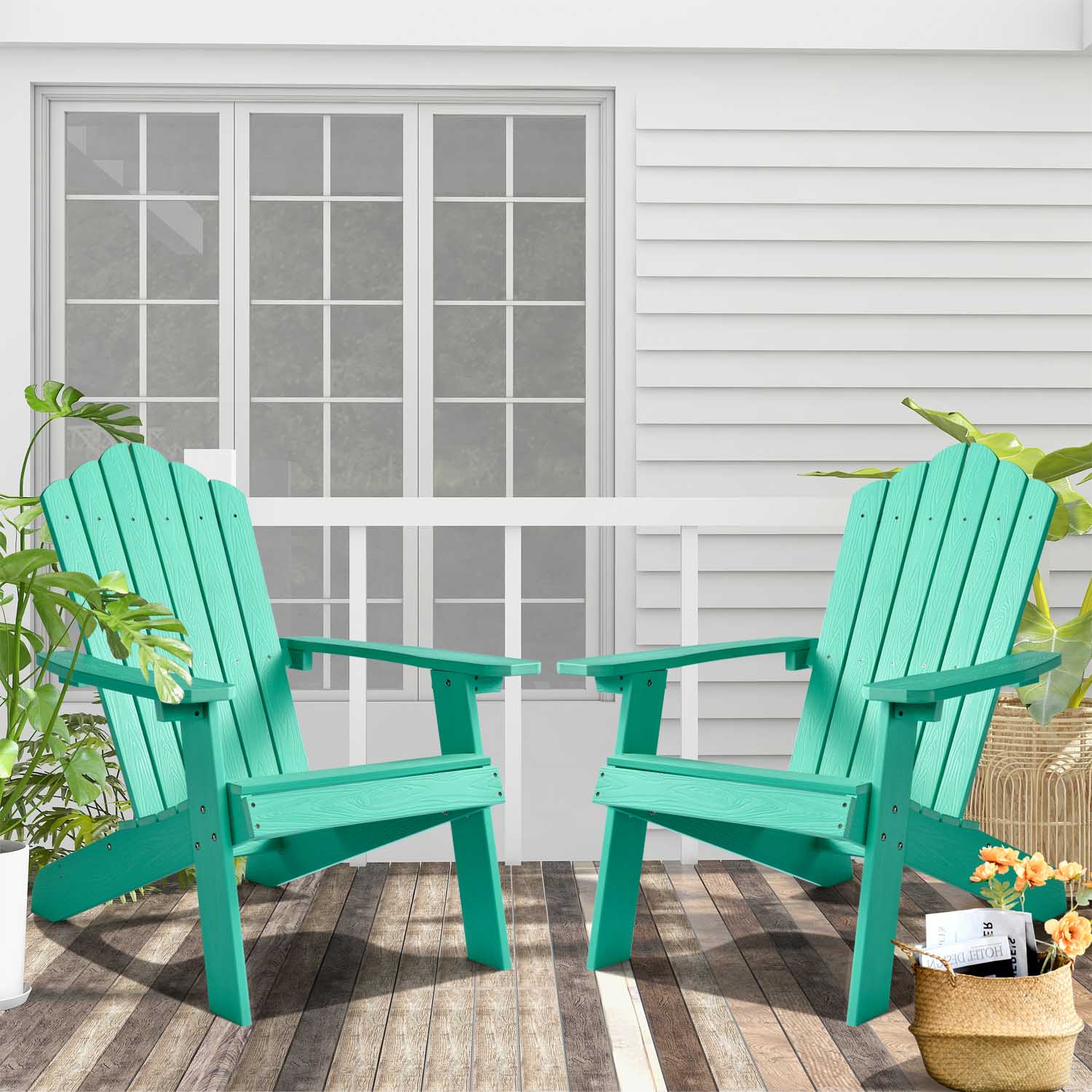 Ovios Outdoor Chairs 2-Piece Adirondack Transitional Style