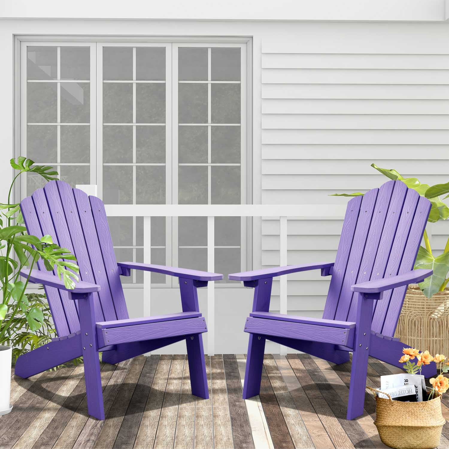 Ovios Outdoor Chairs 2-Piece Adirondack Transitional Style